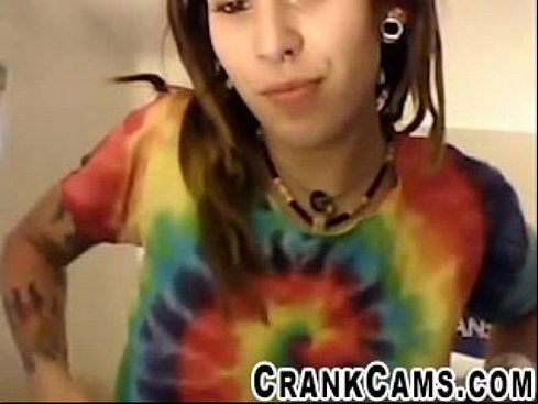 dirty hippy girl with dreadlocks playing com